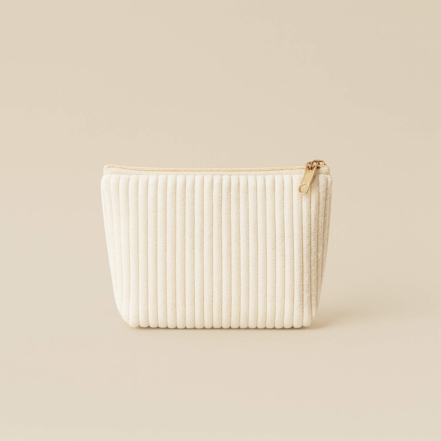 Beige Corduroy Cosmetic Bag