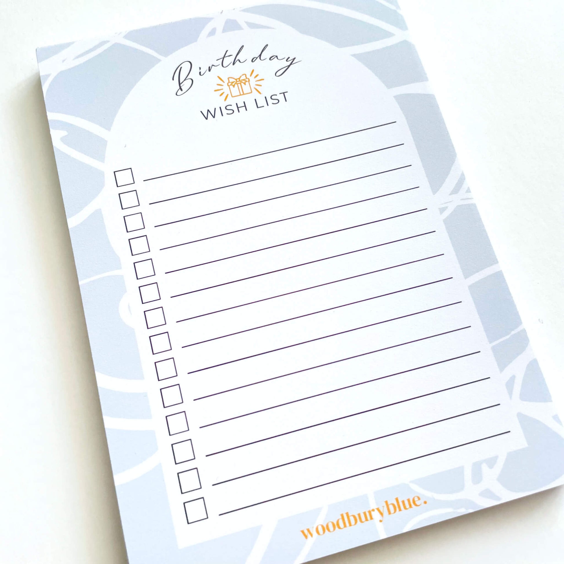 Birthday Wish list notepad with Lines and tick boxes, A6