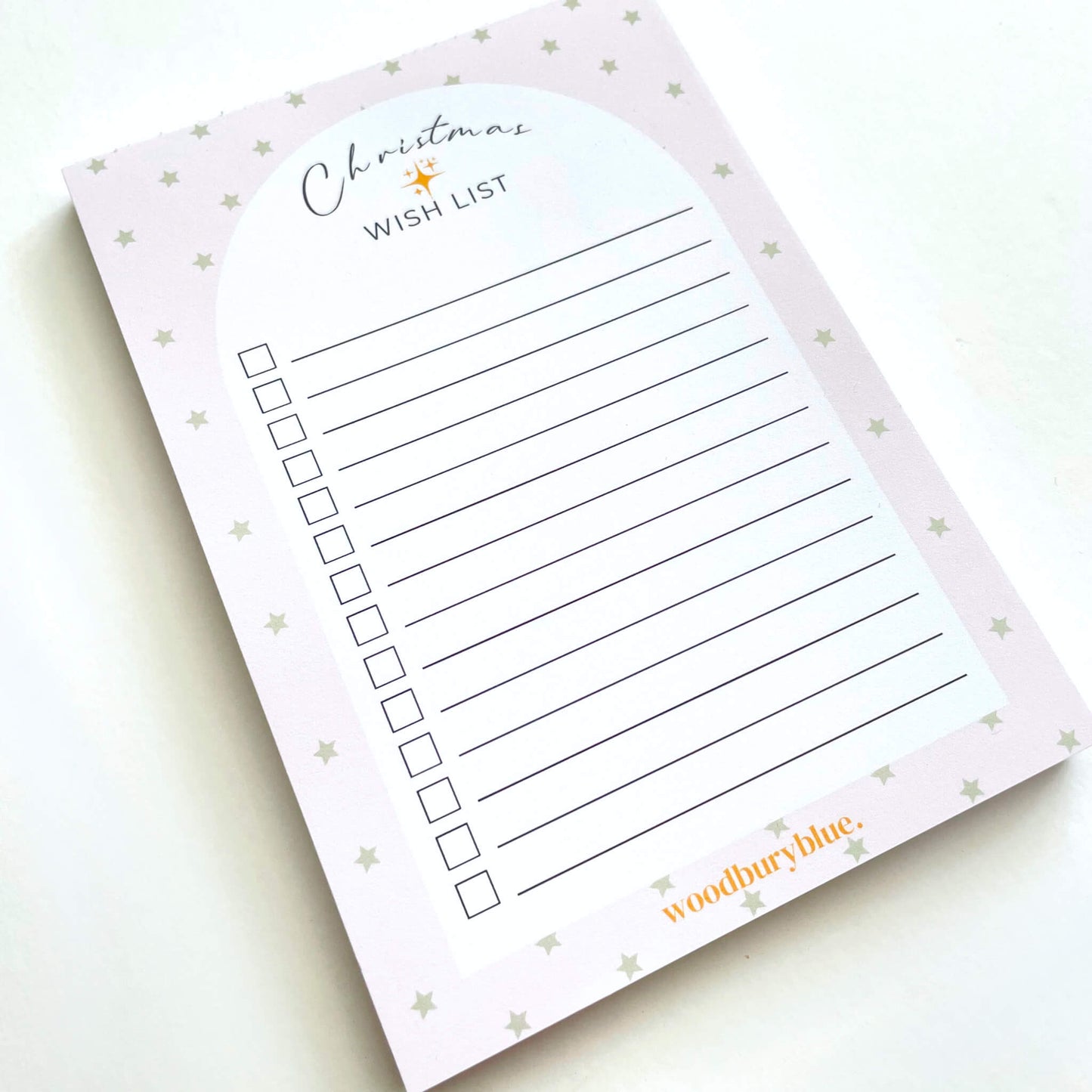 Lined Christmas wish list notepad with tick boxes
