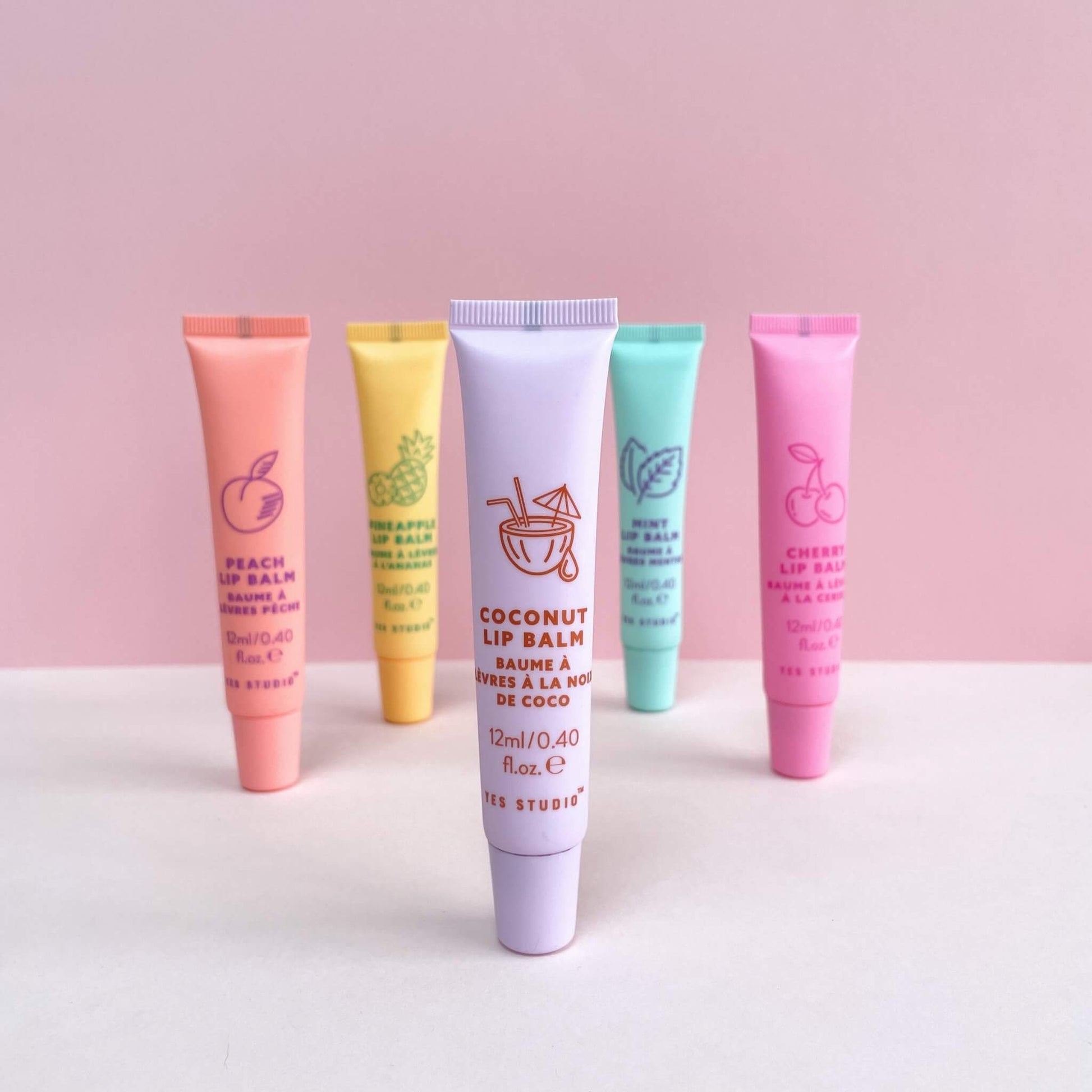Fruity coconut lip balm in a purple tube, 12ml
