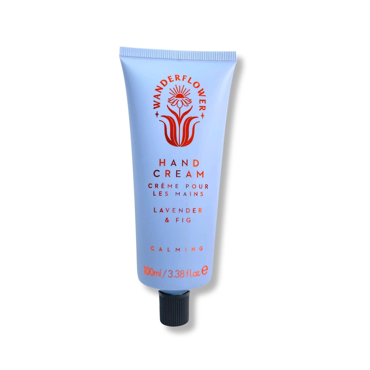 Lavender and fig hand cream in a 100ml blue tube