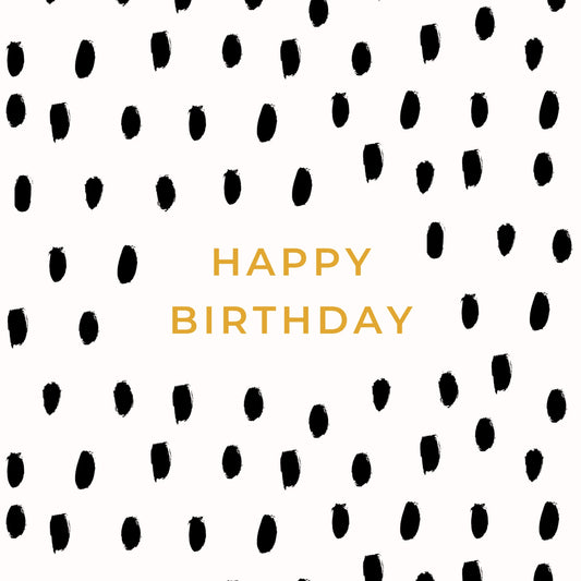 Happy birthday black and cream spotty notecard