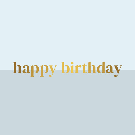 Happy birthday blue and gold notecard