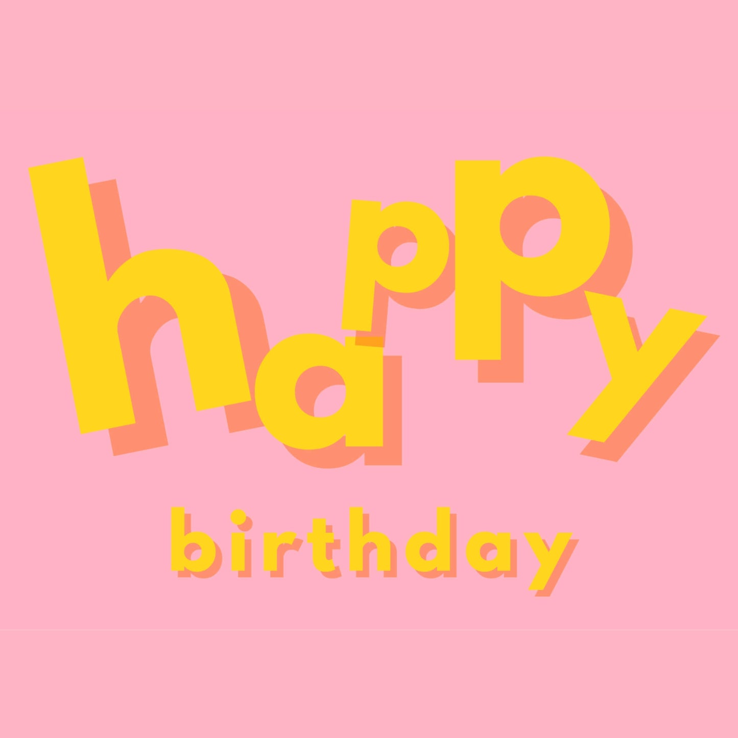 Bright pink and yellow happy birthday notecard