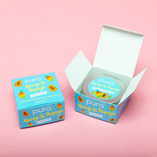 mango and papaya hand cream with packaging box