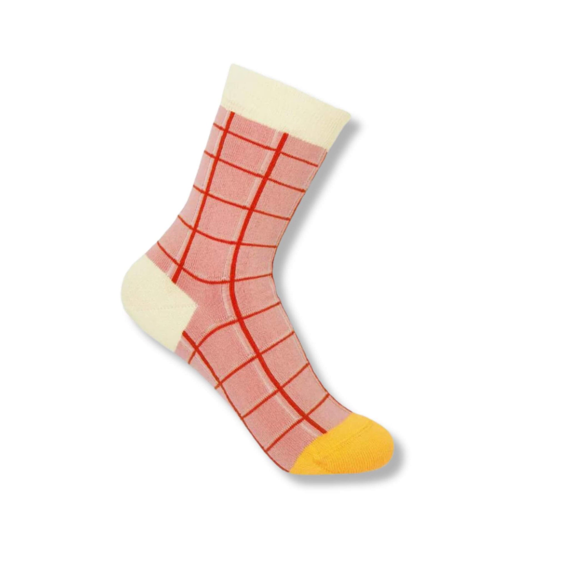 Women's luxury pink socks with a grid pattern