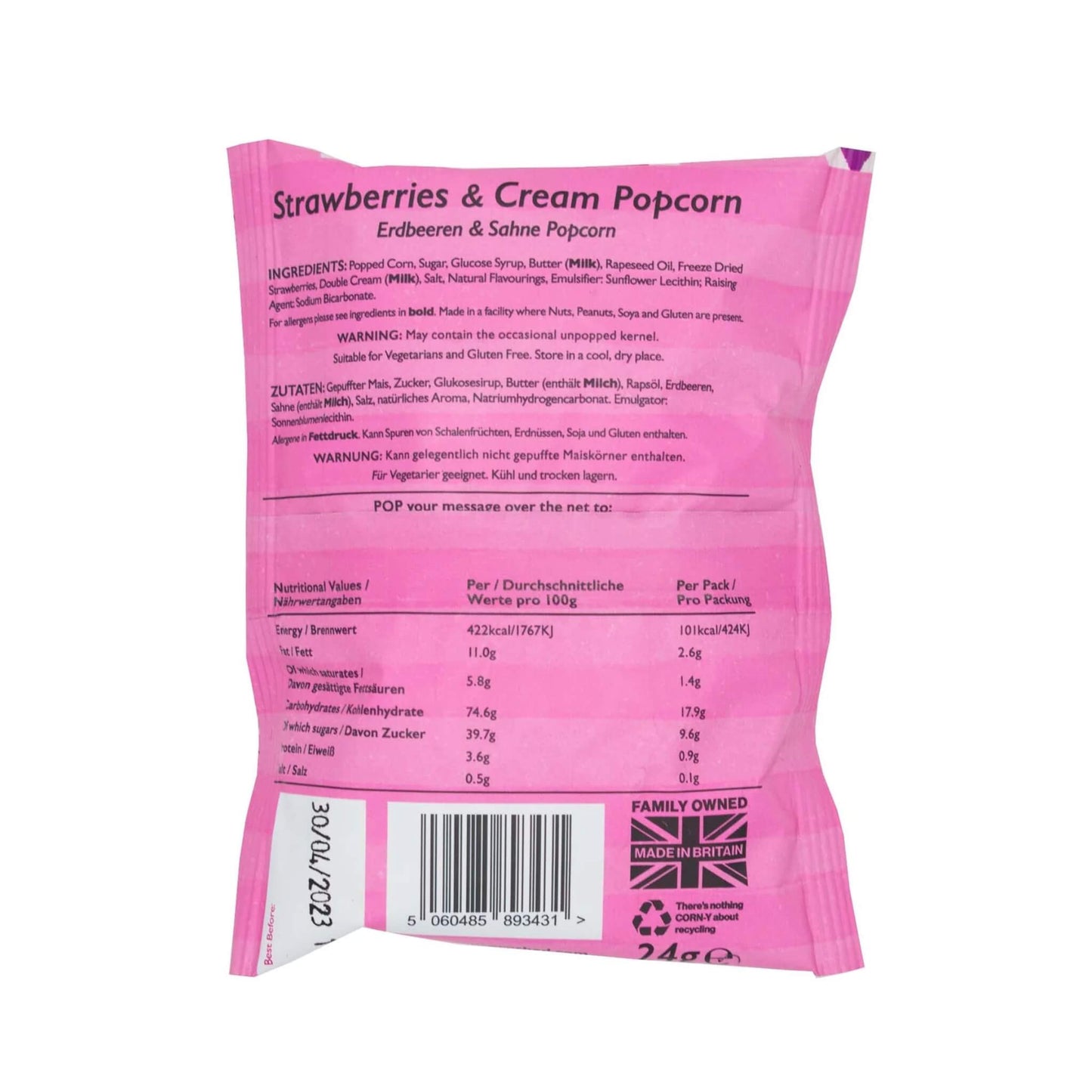 Strawberries & Cream Gourmet Popcorn, 24g