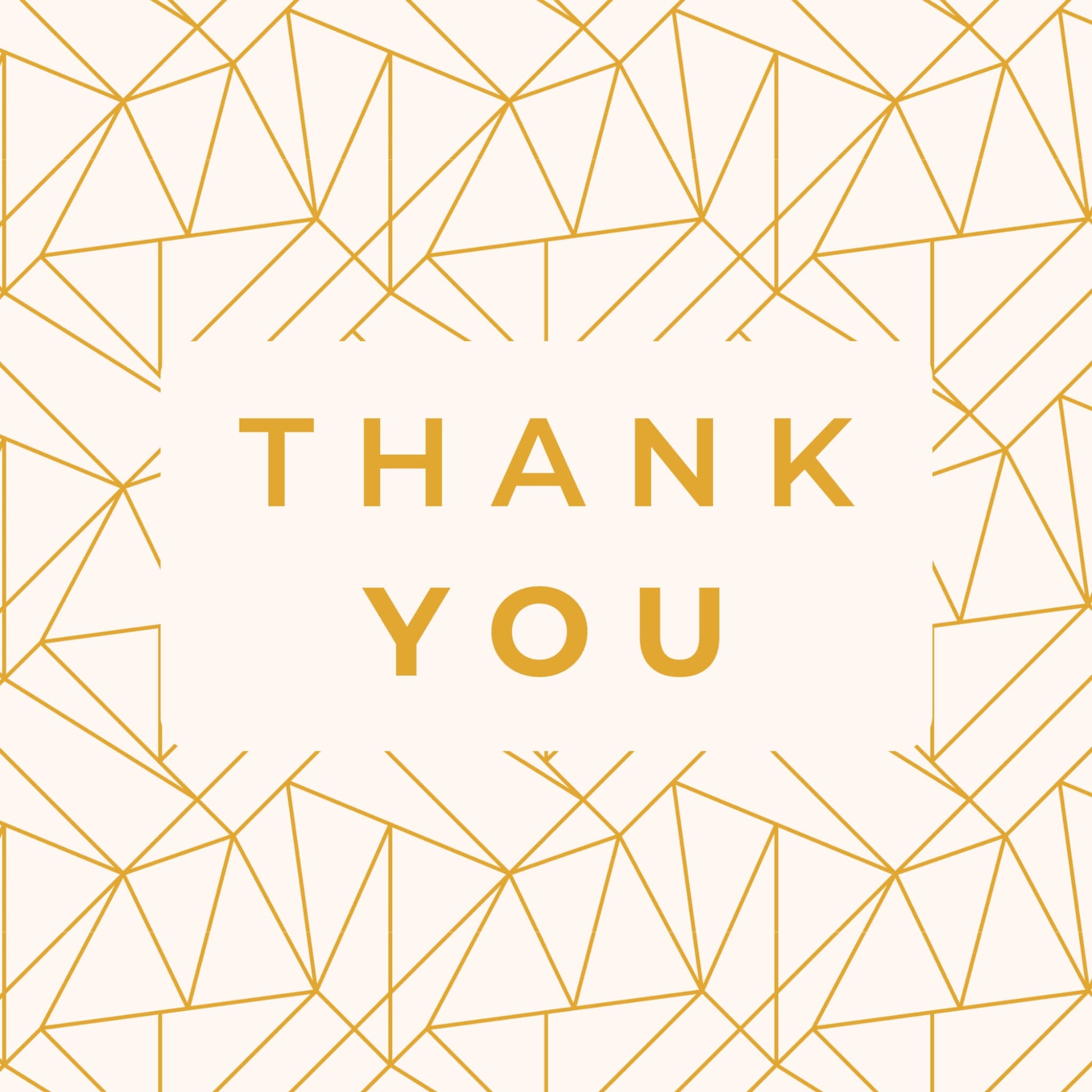 Cream and gold geometric pattern thank you notecard