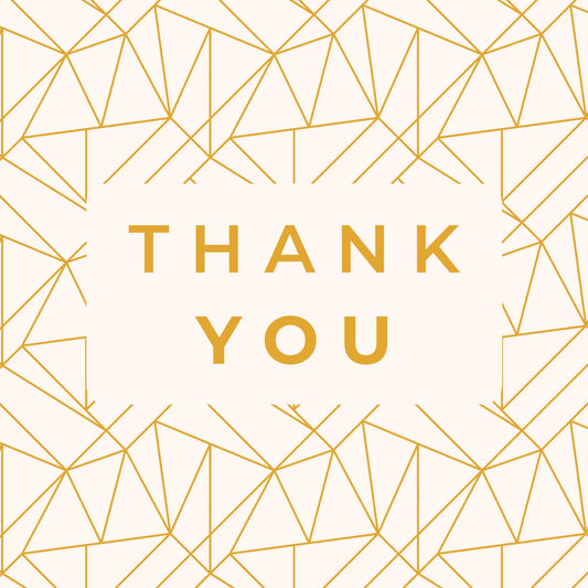Cream and gold geometric pattern thank you notecard