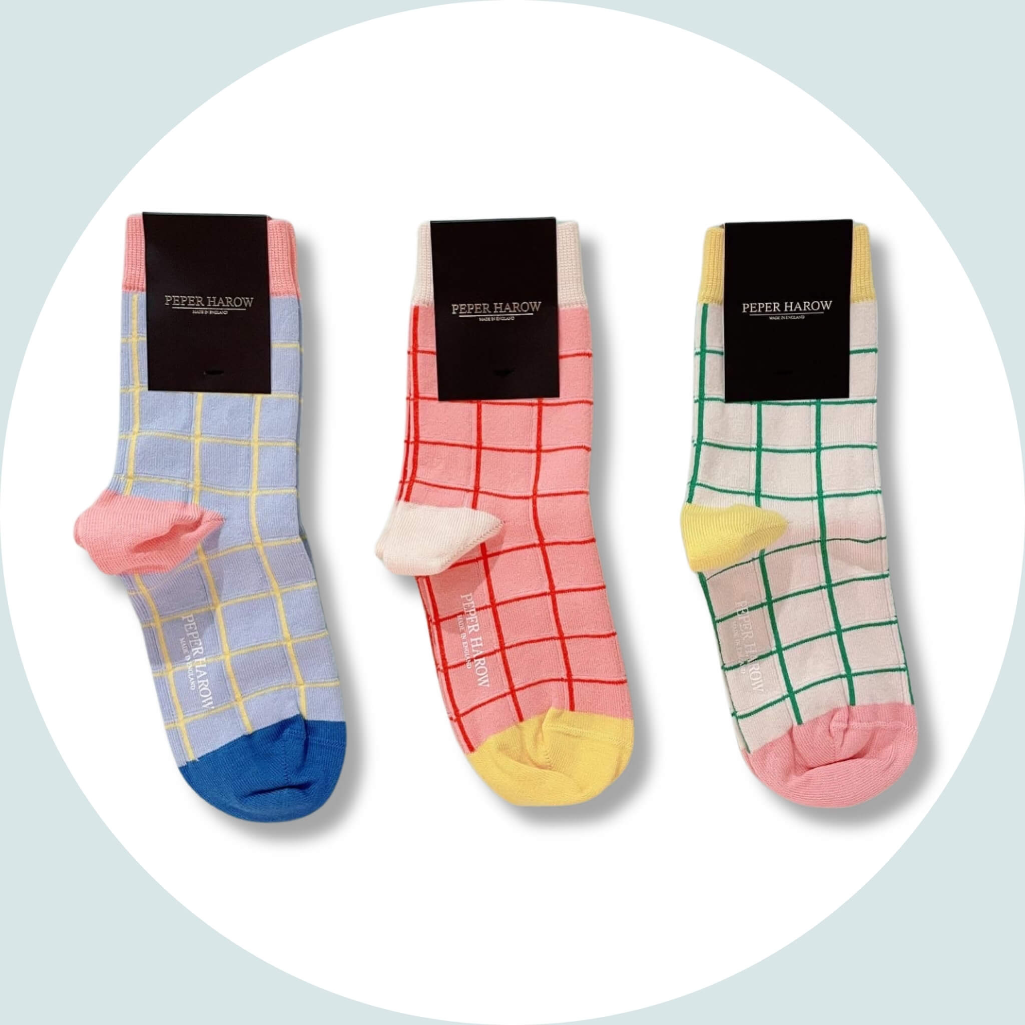 women's grid patterned socks