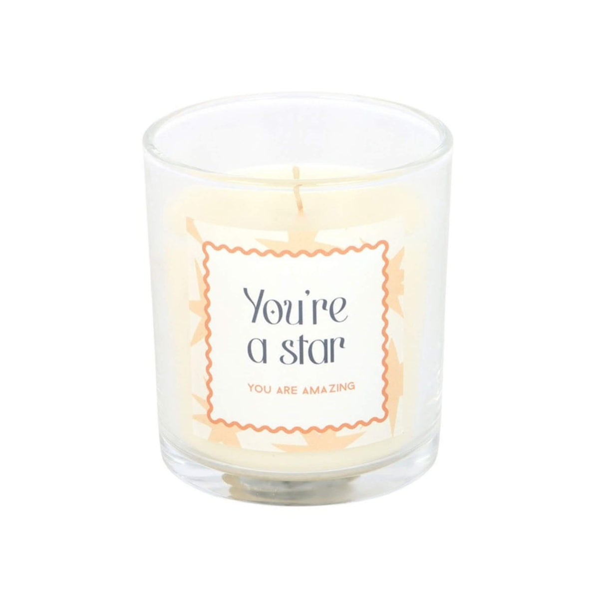 You're a Star Salted Caramel scented candle in clear glass holder with You Are Amazing message