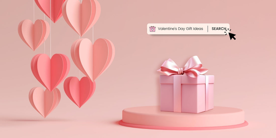 Valentine's Day gift box with hanging paper hearts