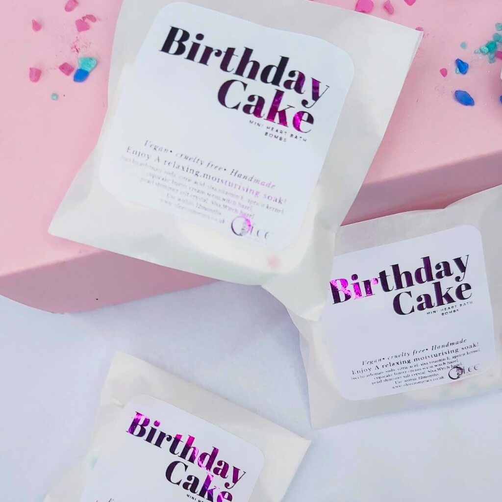 Birthday cake scented bath bombs. Vegan