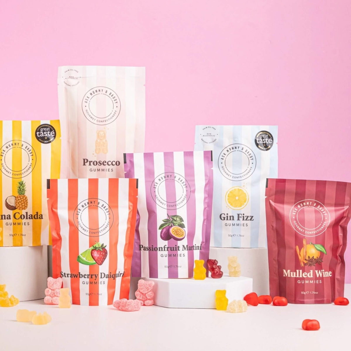 Ask Mummy & Daddy gummy sweets range including Prosecco, Gin Fizz and cocktail-inspired flavours