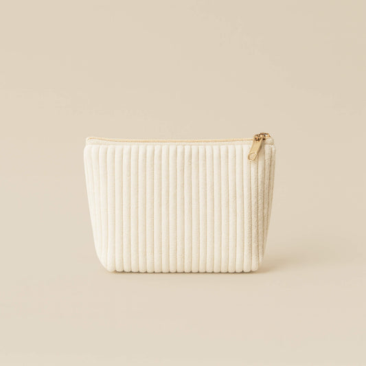 Beige Corduroy Cosmetic Bag