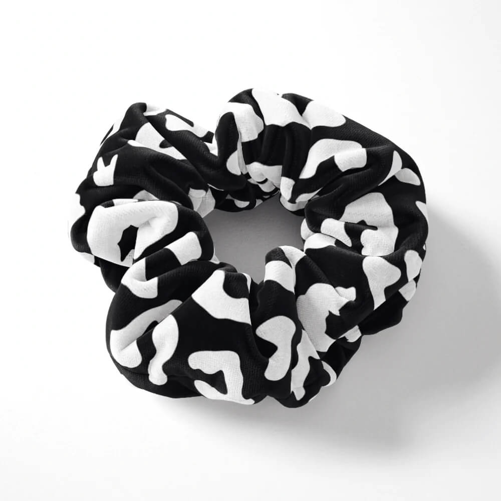 Black and white hair scrunchie