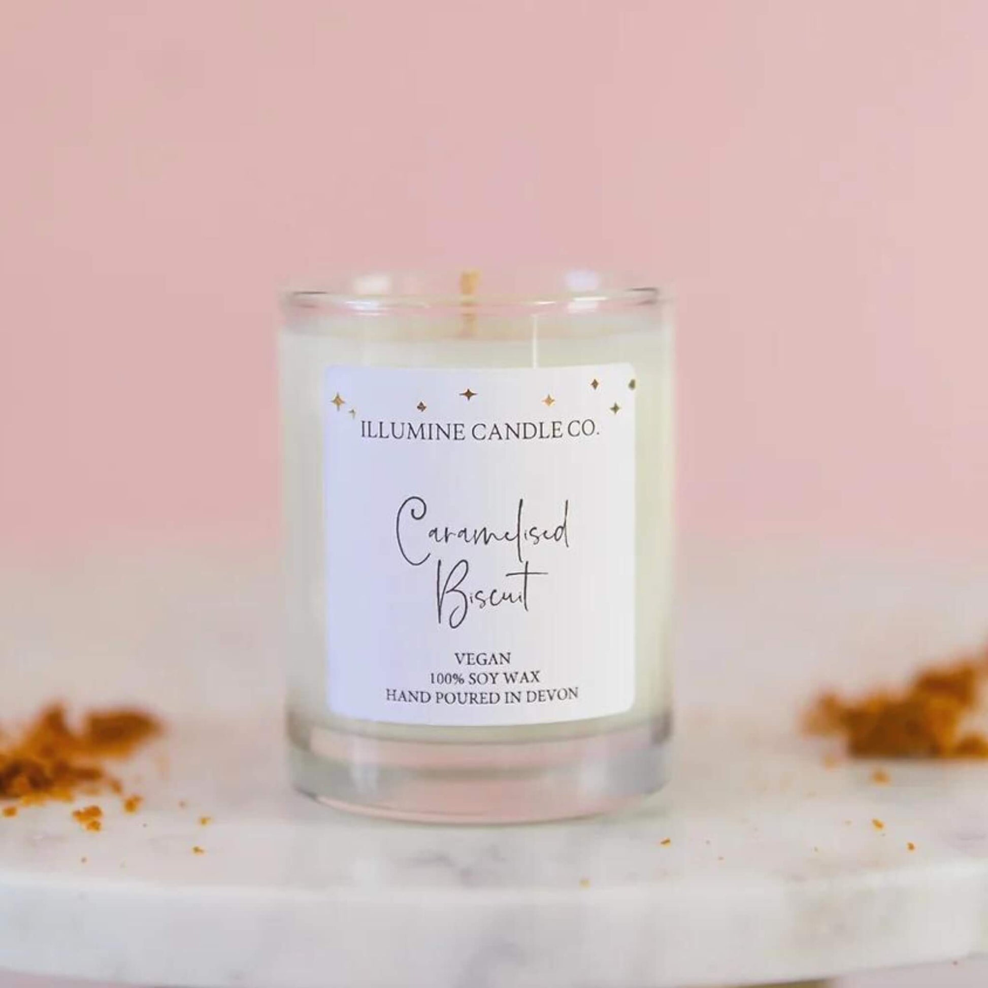 Caramelised biscuit soy wax candle in a glass jar