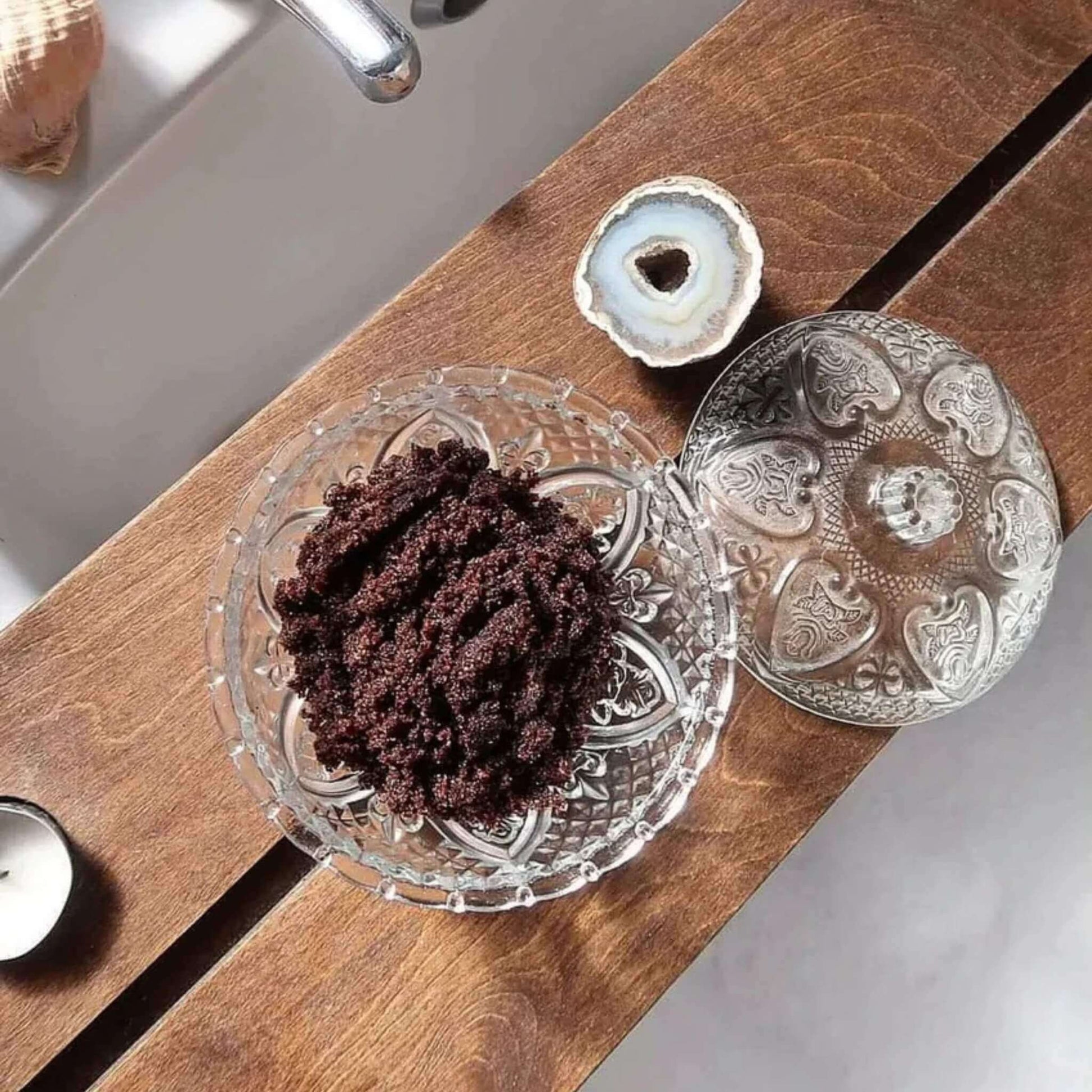 Chocolate coffee body scrub lifestyle image