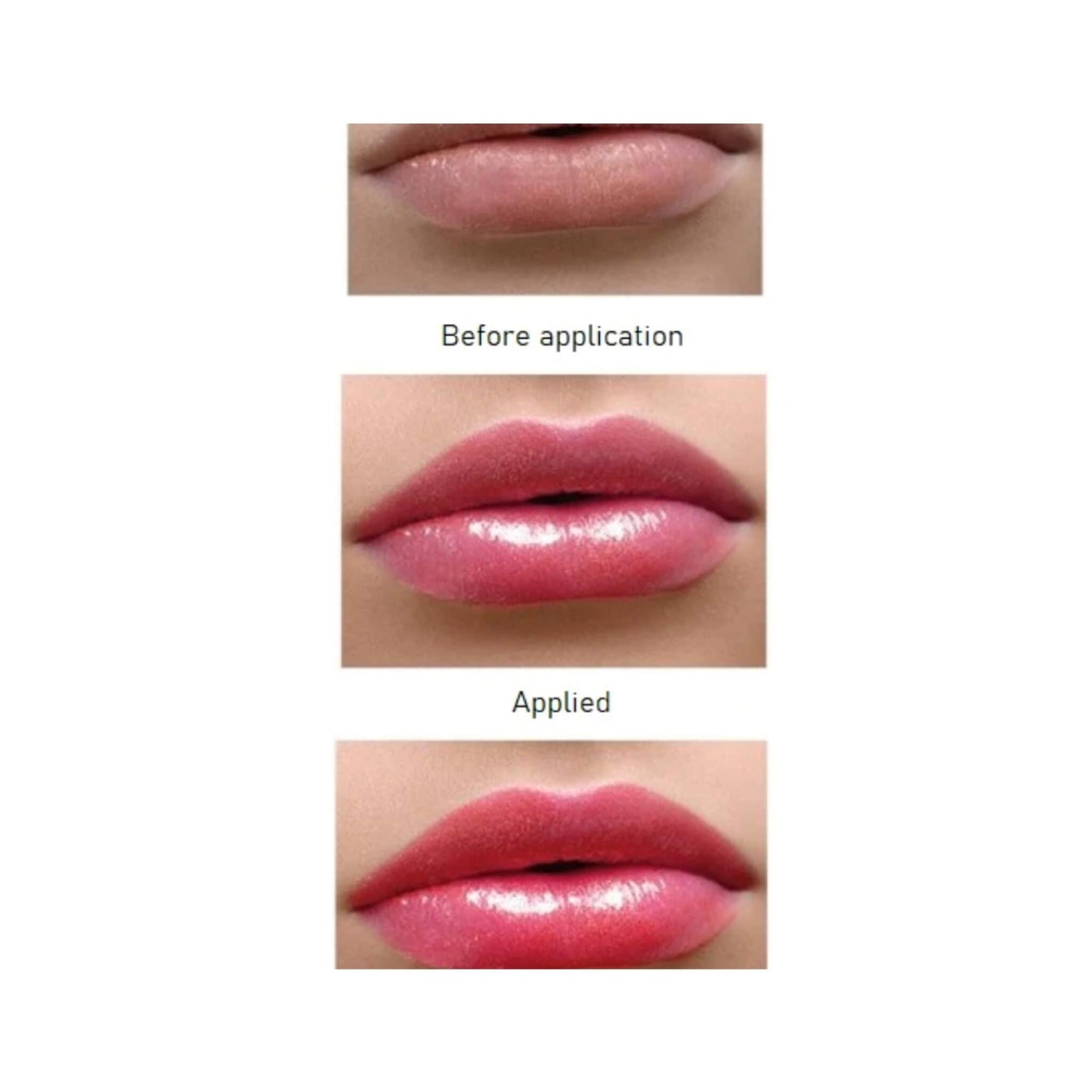 Colour changing lip gloss results on lips