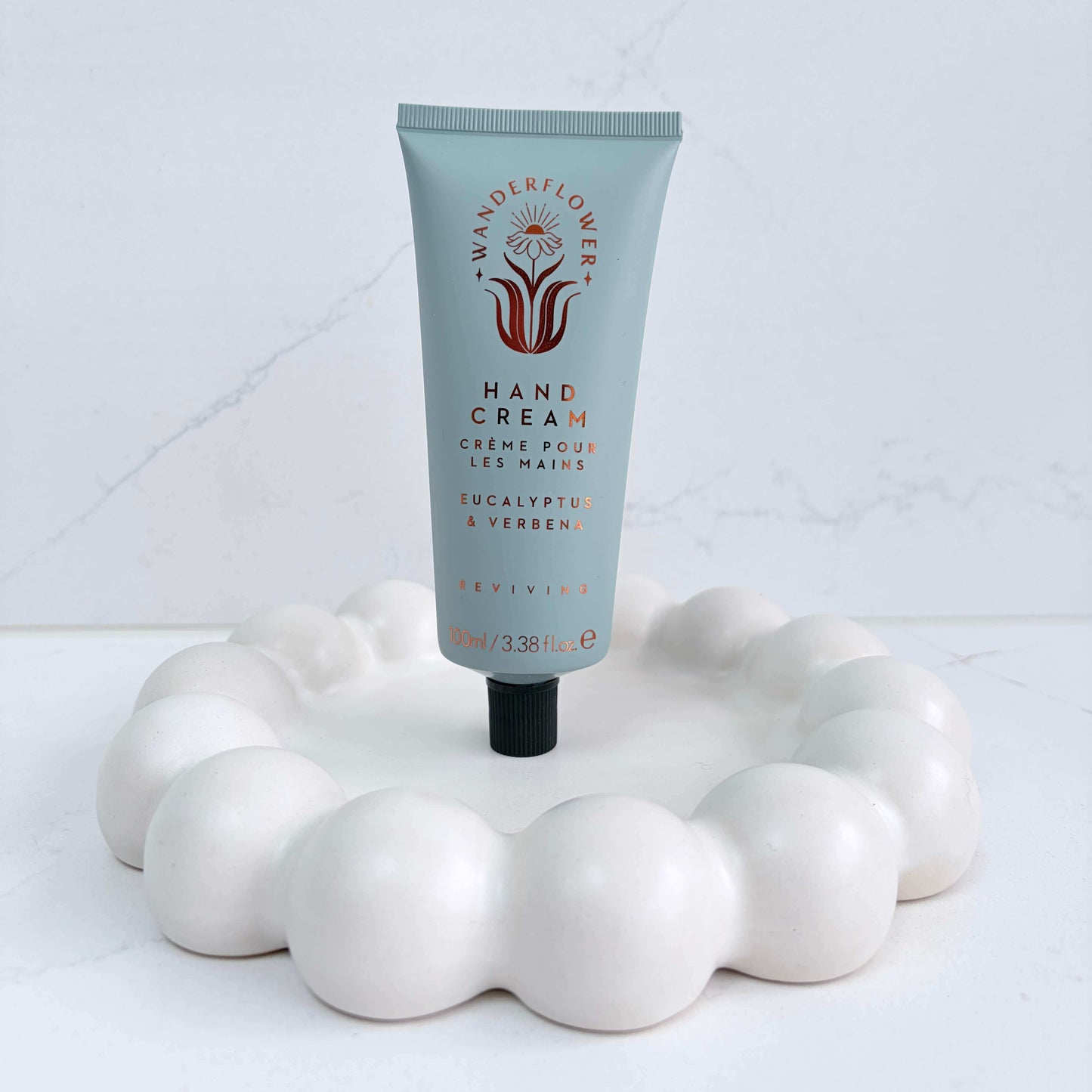 Eucalyptus and verbena hand cream in a green tube by Wanderflower, 100ml