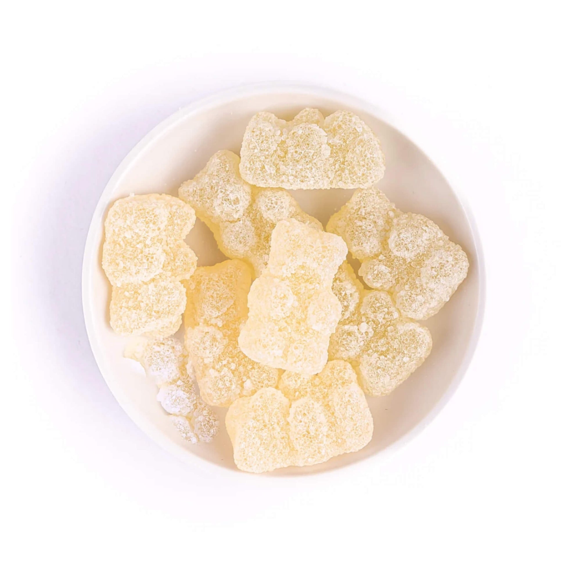 A bowl of gin fizz flavoured gummy bear sweets