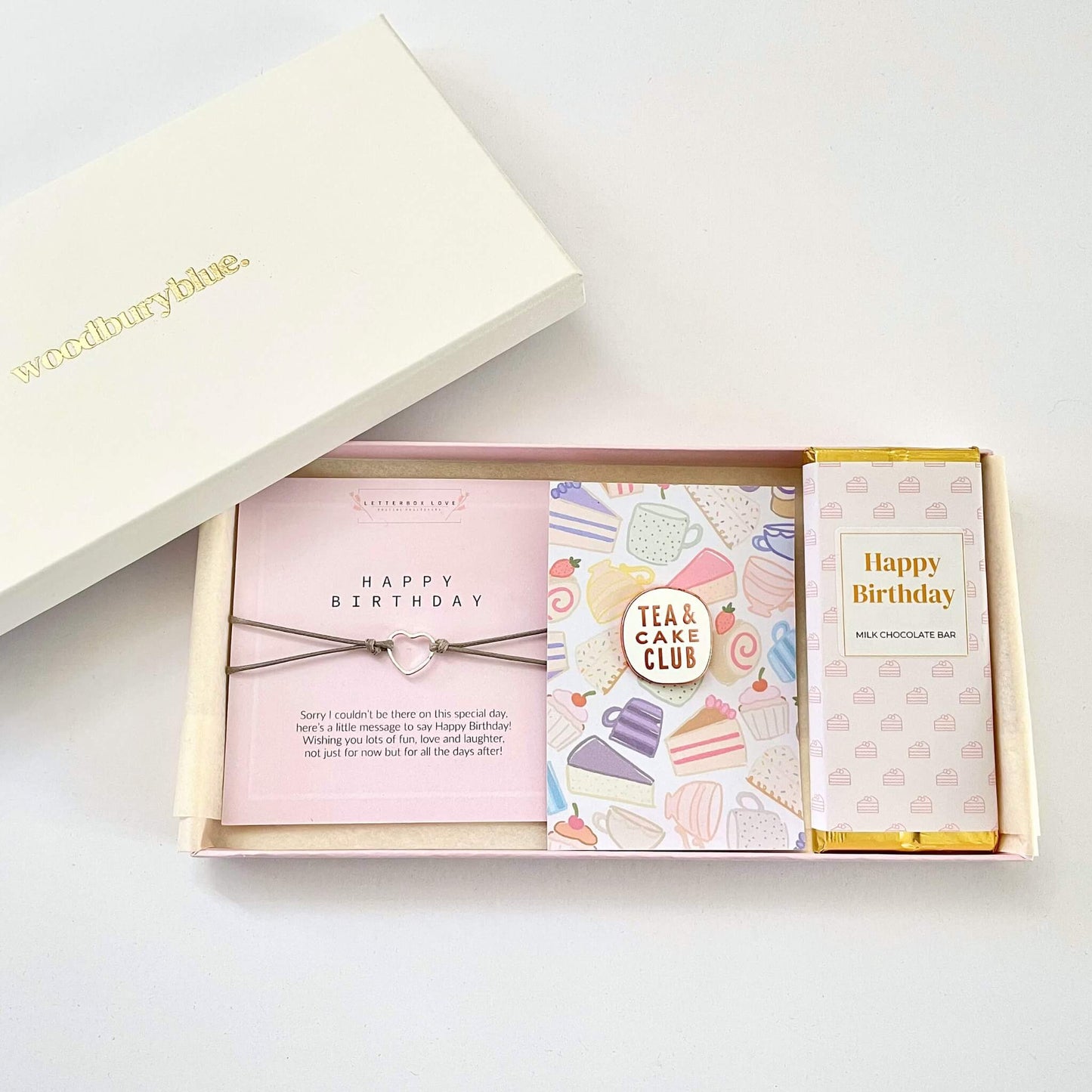 Happy birthday letterbox gift in a luxury cream gift box