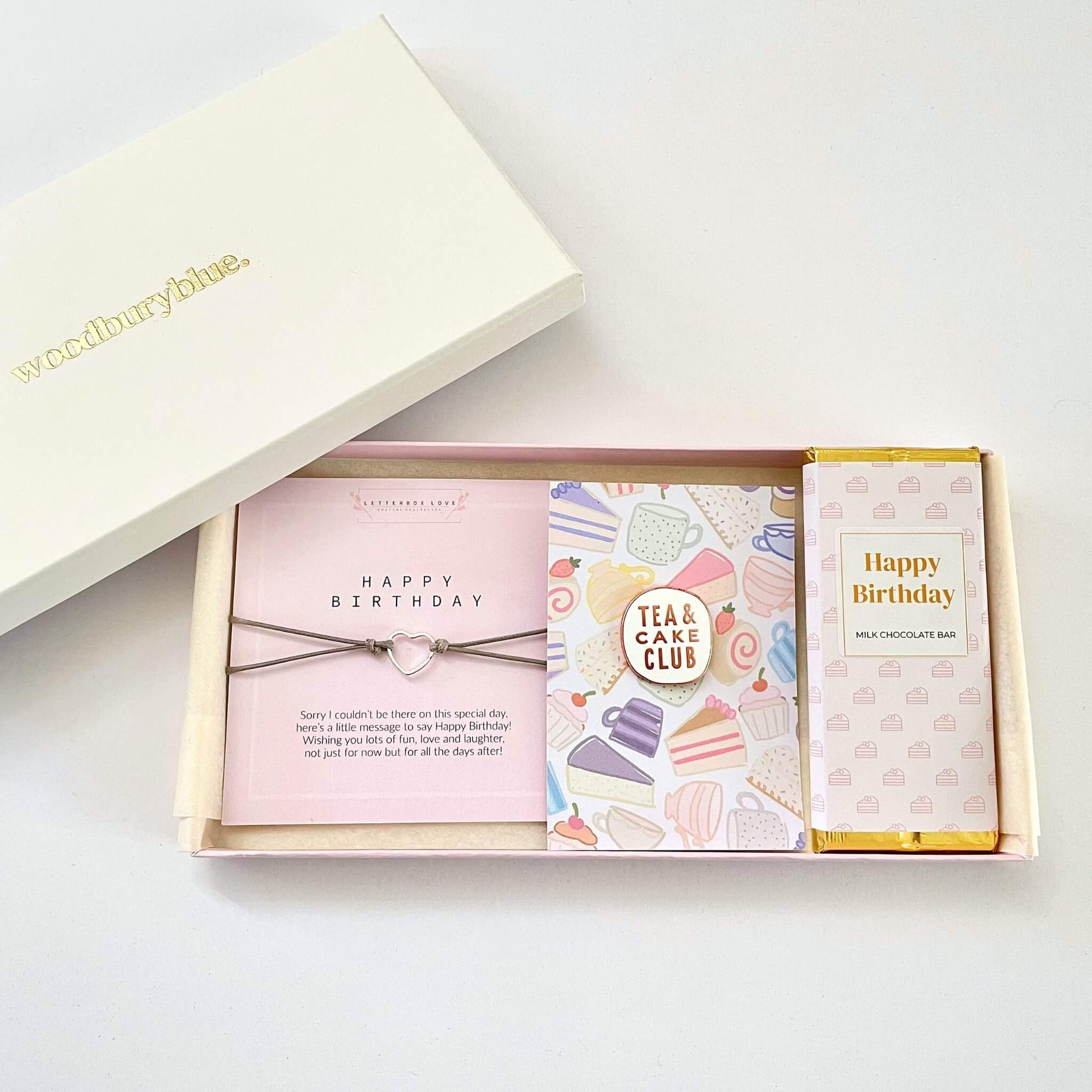 Happy birthday letterbox gift in a luxury cream gift box