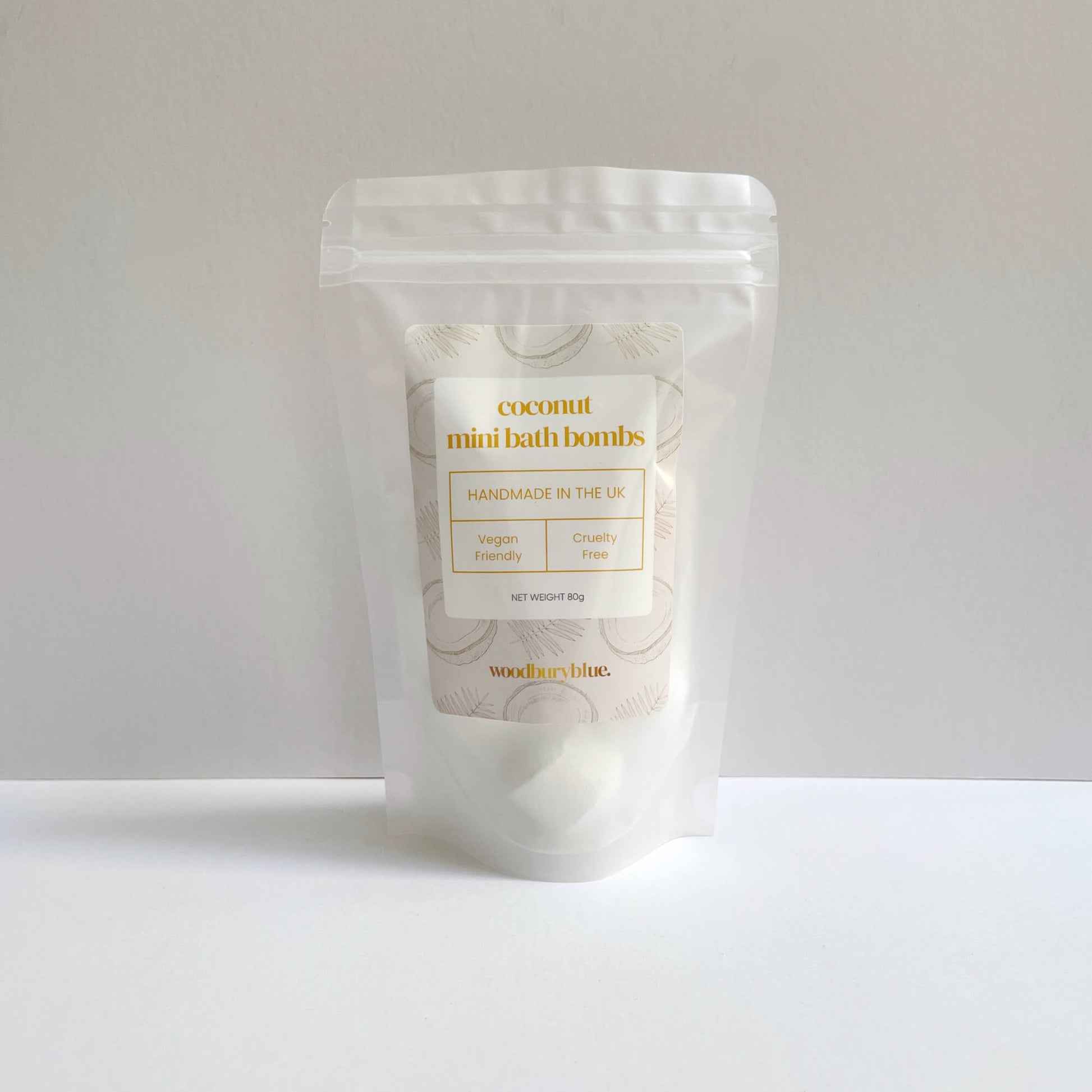 Pouch of coconut scented mini bath bombs – vegan and cruelty free