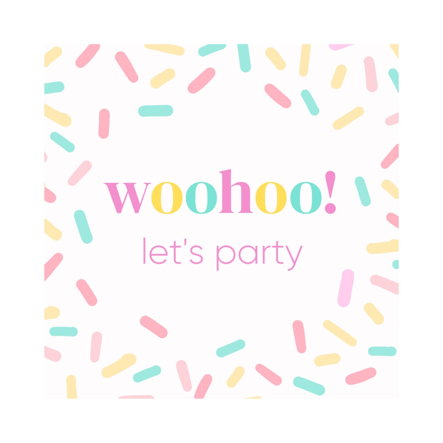 Confetti woohoo let's party square notecard