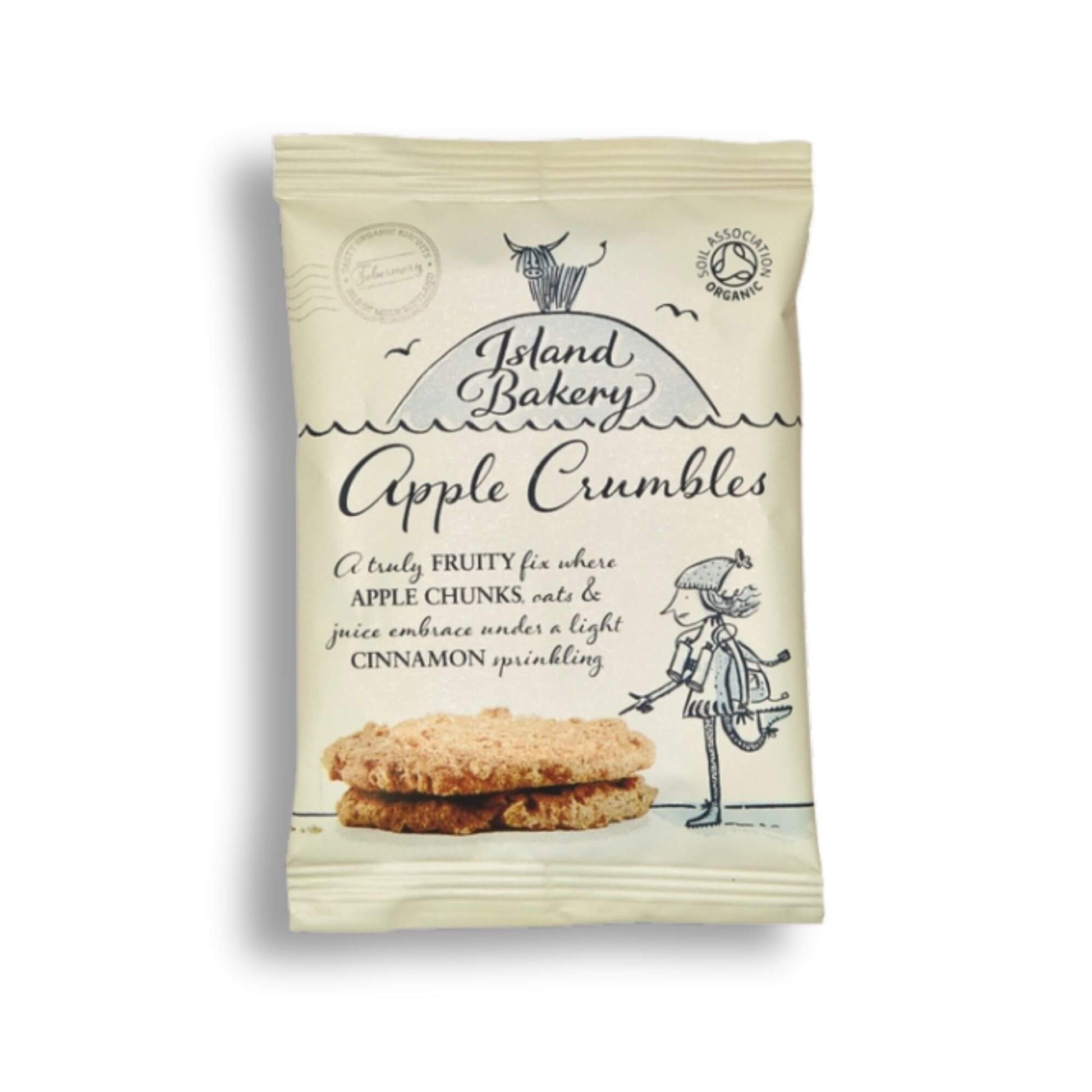 Organic Apple Crumble Biscuits by Island Bakery in a 25g packet.