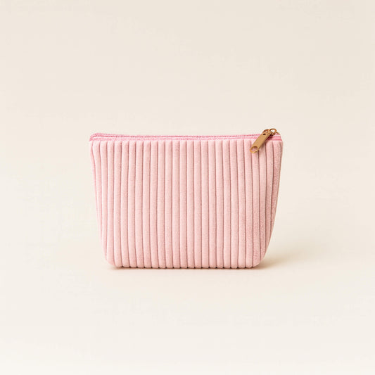 Pink Corduroy Cosmetic Bag