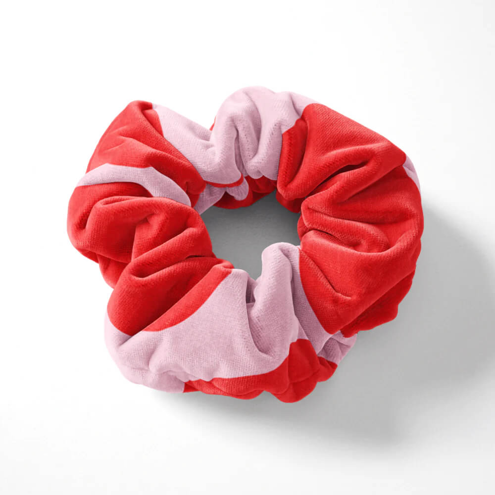 Pink and red hair scrunchie