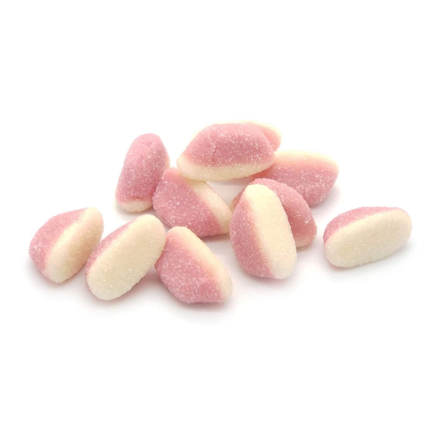 Pink and white Strawberry Cake Jelly Sweets with a sugar coating