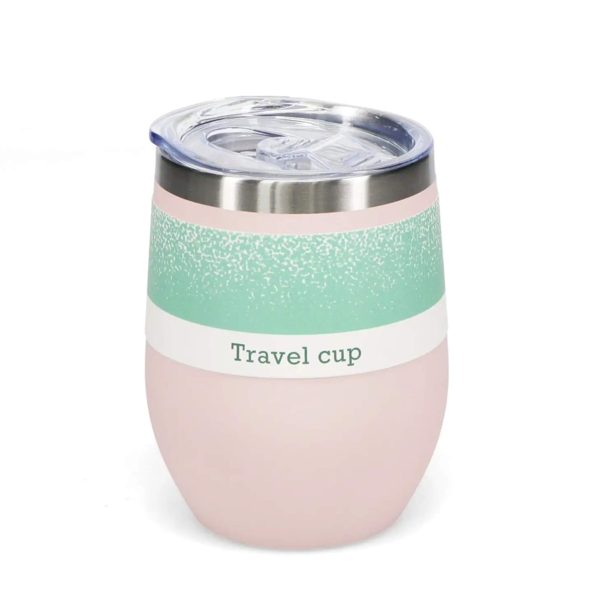 Soft pink rubber coated travel mug, 350ml