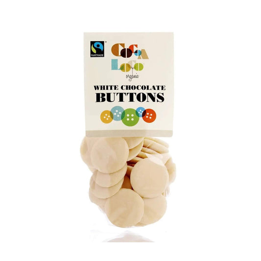 Organic white chocolate buttons by Cocoa Loco