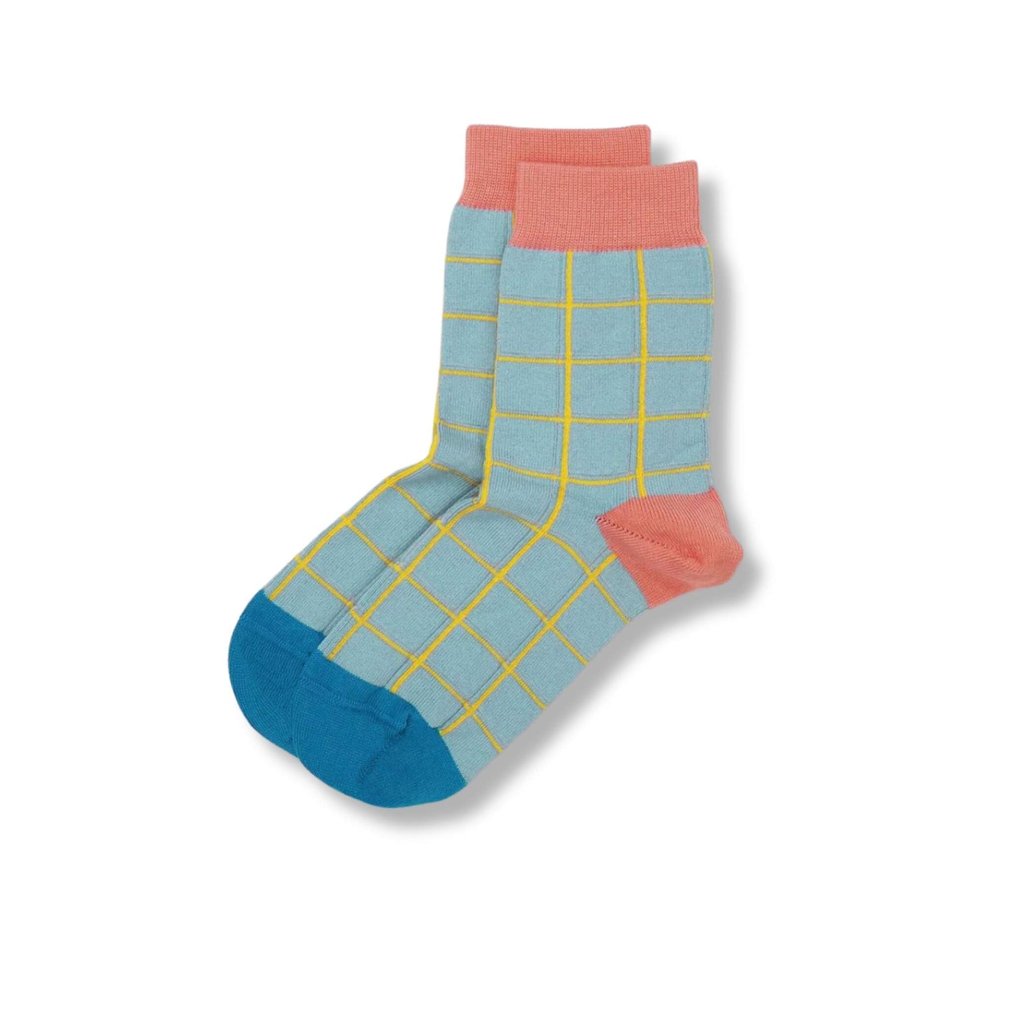 Women's luxury blue grid pattern socks